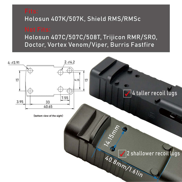 HHC17R RMSc Micro Red Dot Sight 3 MOA Side-Battery Tray Reflex Sight for 407k/507k Footprint
