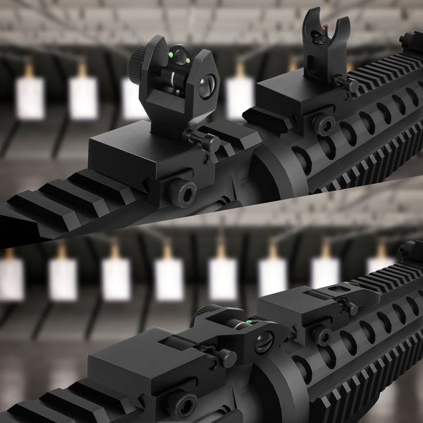 gowutar flip up fiber optic iron sight 90 degree front and rear sight picatinny backup sight set