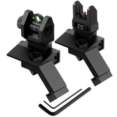 GOWUTAR 45 Degree Offset Pop Up Backup Iron Sights Toolless Fiber Optic Front and Rear Sites Set for Picatinny Rails