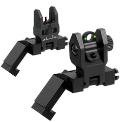 GOWUTAR 45 Degree Offset Pop Up Backup Iron Sights Toolless Fiber Optic Front and Rear Sites Set for Picatinny Rails