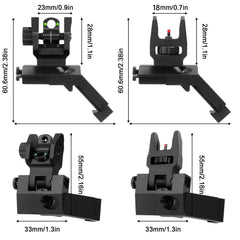 GOWUTAR 45 Degree Offset Pop Up Backup Iron Sights Toolless Fiber Optic Front and Rear Sites Set for Picatinny Rails