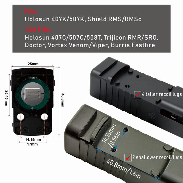 A17 2 MOA RMS RMSc Micro Red Dot Sight Shake Awake w/ Pic Mount